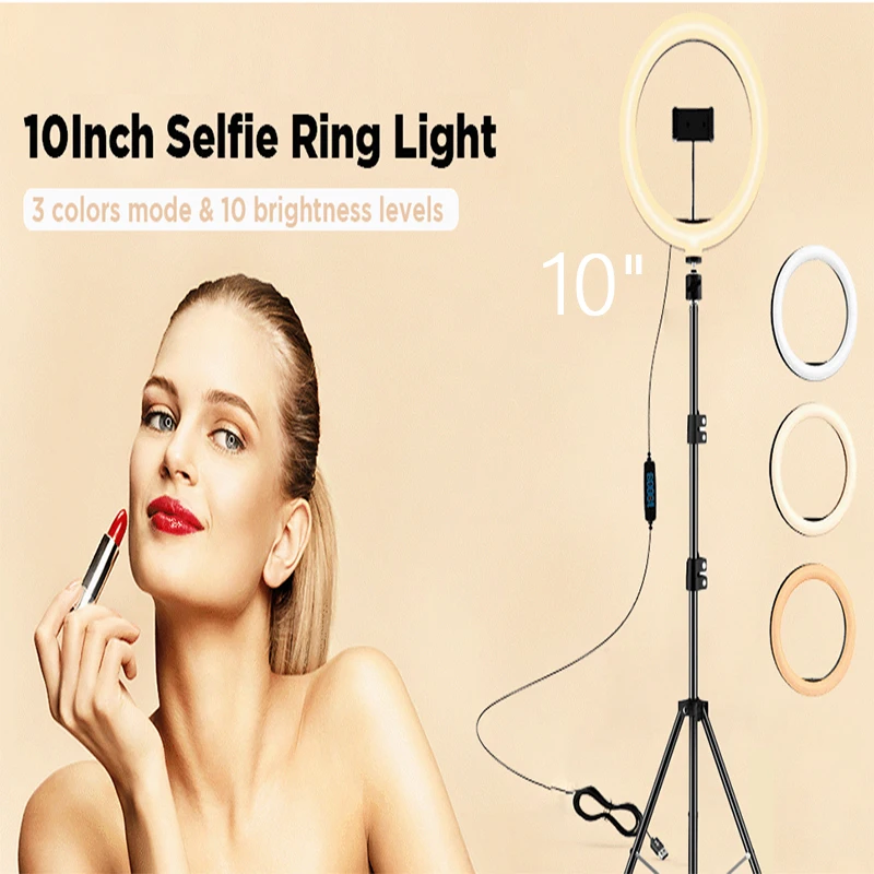 Factory wholesale10inch/26cmphone holderselfie light ringwith 1.7M tripod stand Outdoor live broadcast lighting for video 
Factory wholesale10inch/26cmphone holderselfie light ringwith 1.7M tripod stand Outdoor live broadcast lighting for video
