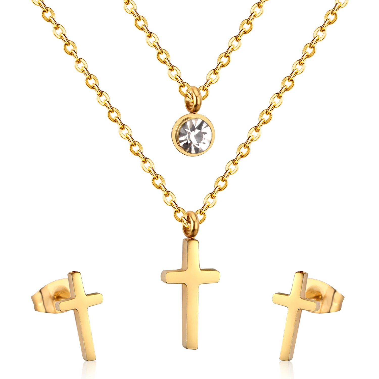 Wholesale Kundan Liwan Plaza Stainless Steel Gold Plated Cross Crystal Double Necklace Jewelry
Wholesale Kundan Liwan Plaza Stainless Steel Gold Plated Cross Crystal Double Necklace Jewelry