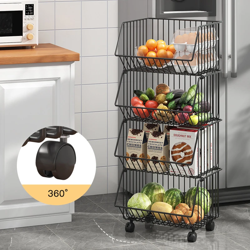 Rolling Fruit Basket with Wheels Kitchen Storage Cart Multi-Layer Floor Fruit and Vegetable Storage Rack for Kitchen
Rolling Fruit Basket with Wheels Kitchen Storage Cart Multi-Layer Floor Fruit and Vegetable Storage Rack for Kitchen
