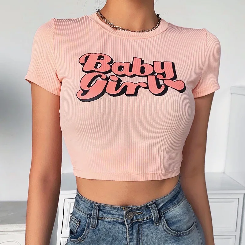Ins Hot Item 2021 Summer Graphic Tees Stylish Women's T-shirts Baby Girl Printing Casual Crop Top, As picture
Ins Hot Item 2021 Summer Graphic Tees Stylish Women's T-shirts Baby Girl Printing Casual Crop Top, As picture