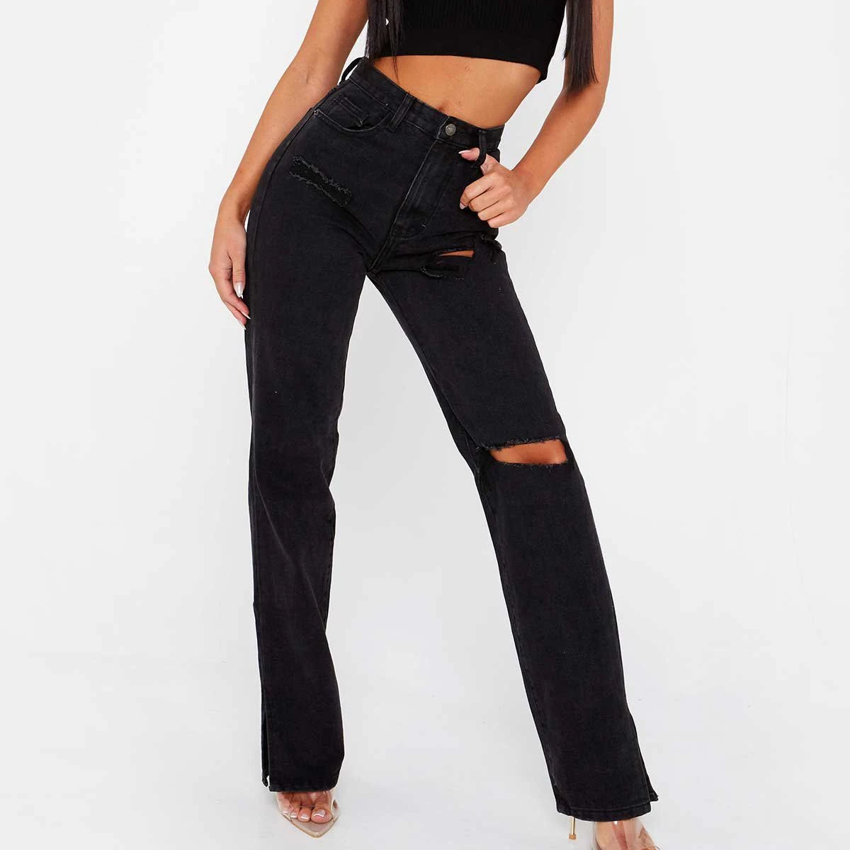 New trendy Hot Ripped Jeans high Waist boyfriend loose Denim jeans lady high street fashion trousers in 2022 she in, Picture color
New trendy Hot Ripped Jeans high Waist boyfriend loose Denim jeans lady high street fashion trousers in 2022 she in, Picture color