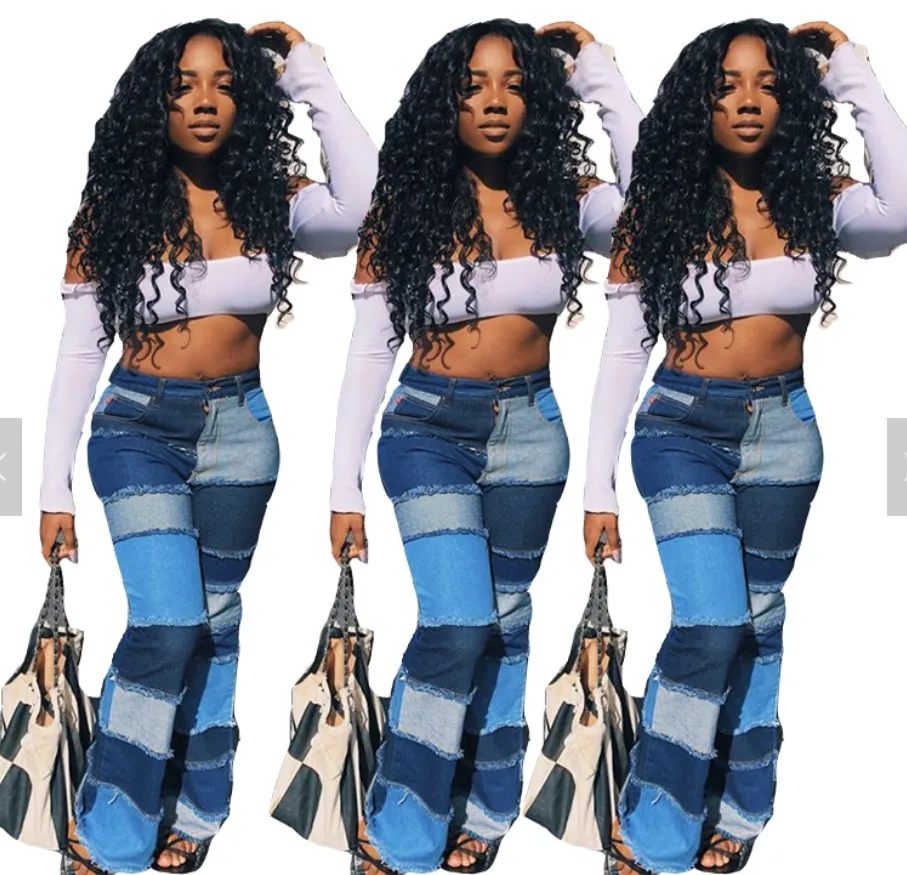 Women Patchwork High Waist Jeans Amazon Top Seller Plus Size Flare Jeans, Picture color
Women Patchwork High Waist Jeans Amazon Top Seller Plus Size Flare Jeans, Picture color