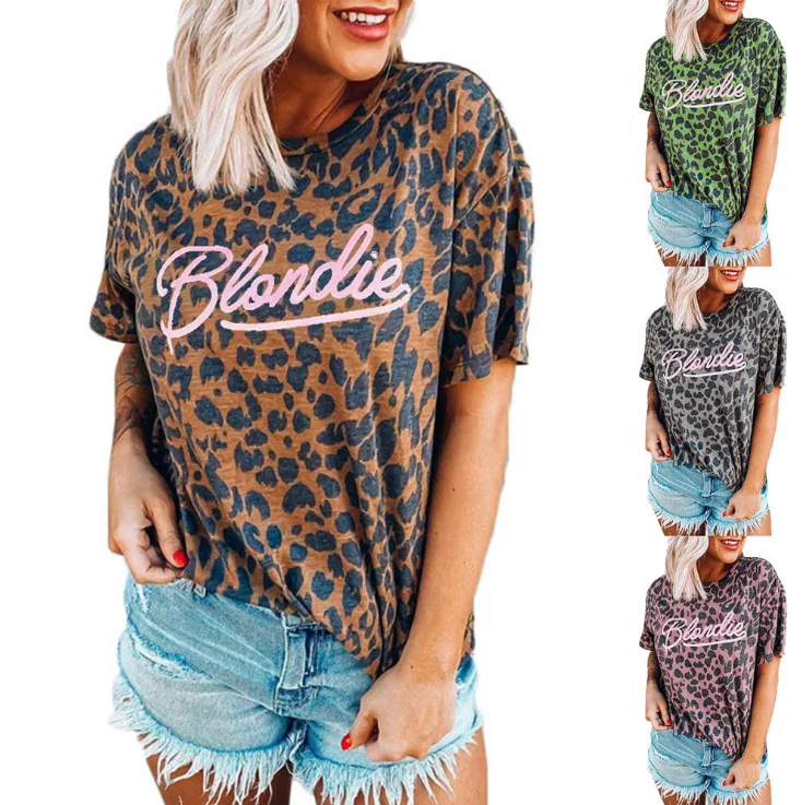 Wholesale Fashion Casual Summer Plus Size Leopard Blondie Letter Print Round Neck Short Sleeve Shirts For Women
Wholesale Fashion Casual Summer Plus Size Leopard Blondie Letter Print Round Neck Short Sleeve Shirts For Women