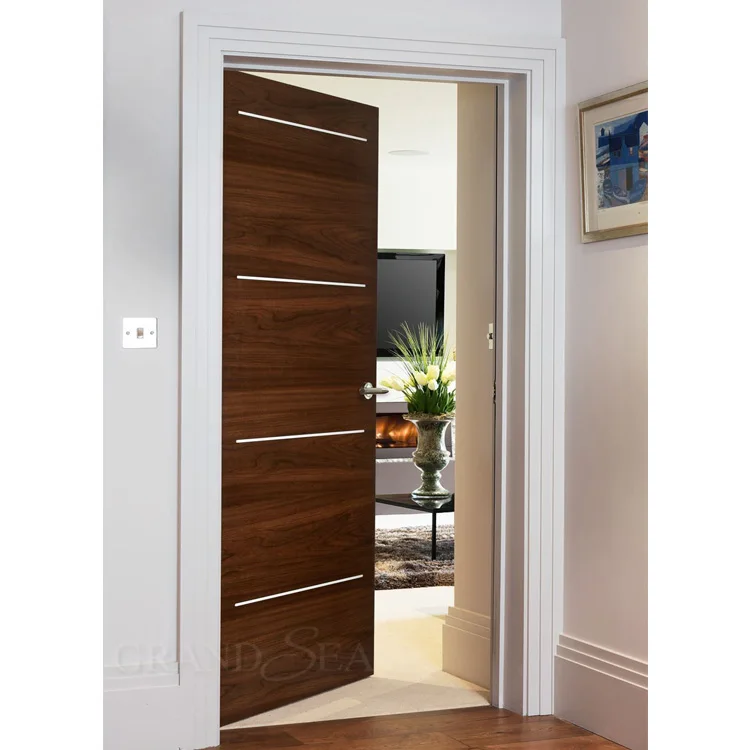 Australia standard modern interior solid wood flush metal swing door with bottom seal