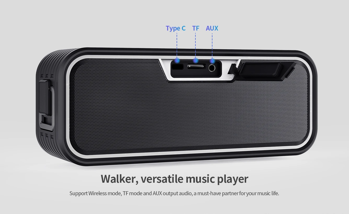 Nillkin Traveler W2 IPX7 Waterproof Portable Bluetooth Outdoor Speaker with 2*20W Strong Output 3D Play mode - Black - ANKUX.COM