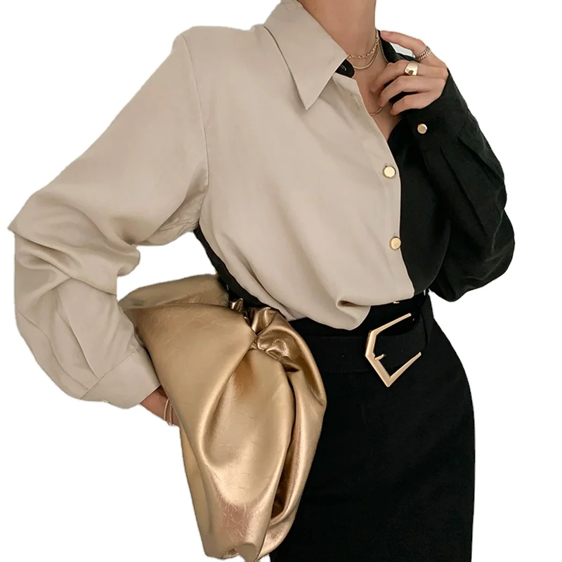 TWOTWINSTYLE Lapel Hit Color Single Breasted Long Sleeve Loose Korean Blouses Female 2021
TWOTWINSTYLE Lapel Hit Color Single Breasted Long Sleeve Loose Korean Blouses Female 2021