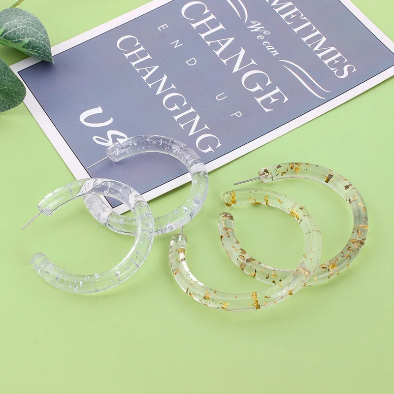 OUYE 2021 New Personality Fashion Transparent Glittering Star Resin Earrings Women's Large Circle, Golden/silver
OUYE 2021 New Personality Fashion Transparent Glittering Star Resin Earrings Women's Large Circle, Golden/silver