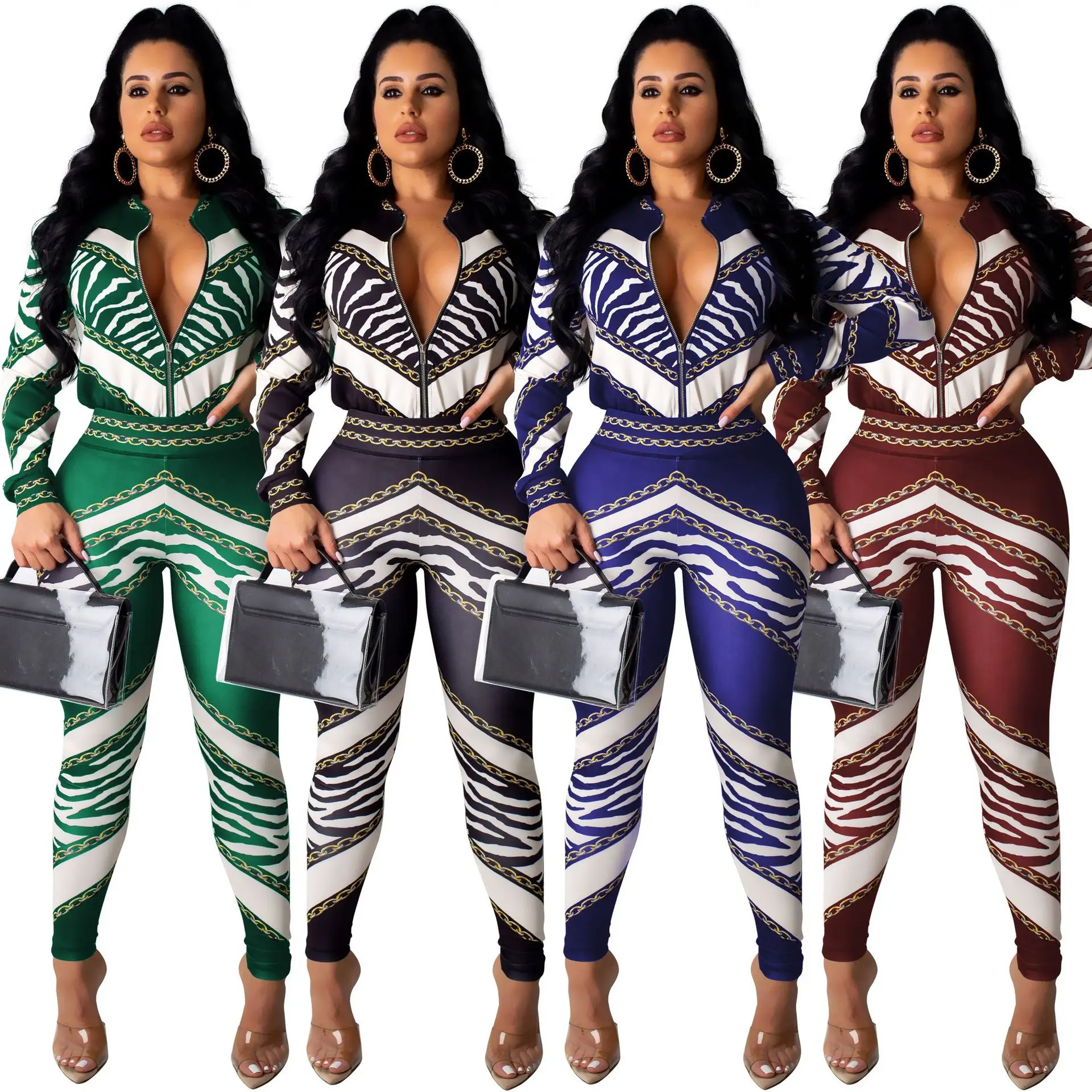 Autumn Printing Sports Suits Two Piece Pants Set Women Long Sleeve Zipper Two Piece Pants Sets
Autumn Printing Sports Suits Two Piece Pants Set Women Long Sleeve Zipper Two Piece Pants Sets