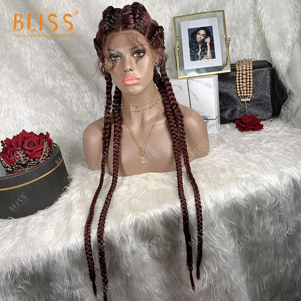 Bliss 4 Braided Wigs Synthetic Hair Lace Wigs Heat Resistant 99J Color 4 Long African Box Braided Lace Wigs For Black Women
Bliss 4 Braided Wigs Synthetic Hair Lace Wigs Heat Resistant 99J Color 4 Long African Box Braided Lace Wigs For Black Women