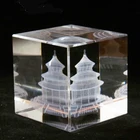 3D Laser Engraving Crystal Glass Cube Crafts Decoration Cube Engraved with 3D Photos