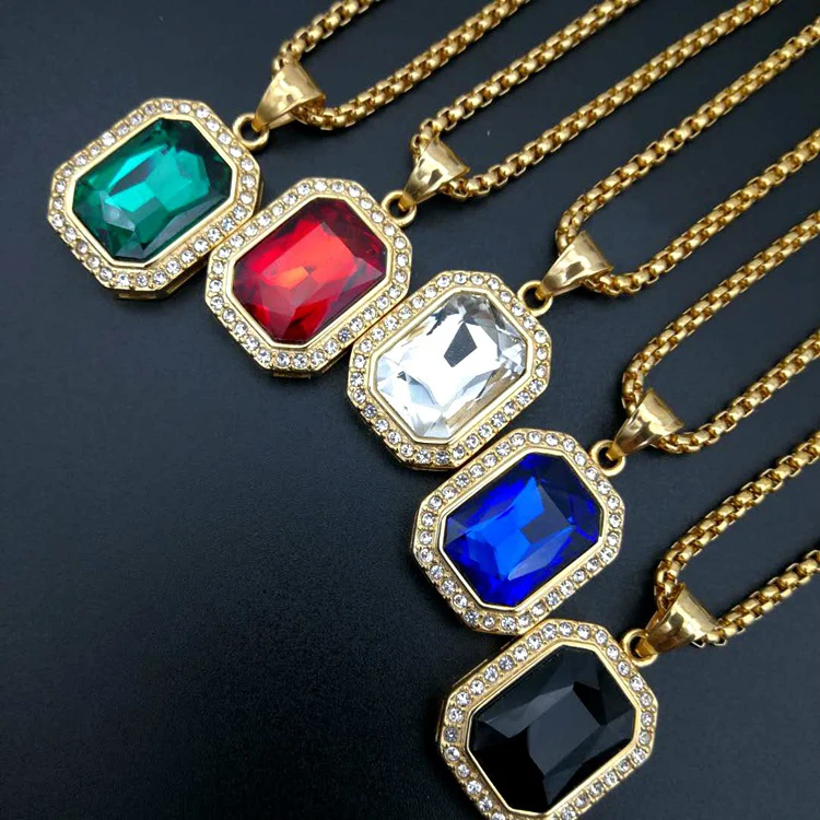High quality Hip hop single diamond necklace stainless steel black red big square crystal pendant necklace for men jewelry, Black, red and so on
High quality Hip hop single diamond necklace stainless steel black red big square crystal pendant necklace for men jewelry, Black, red and so on