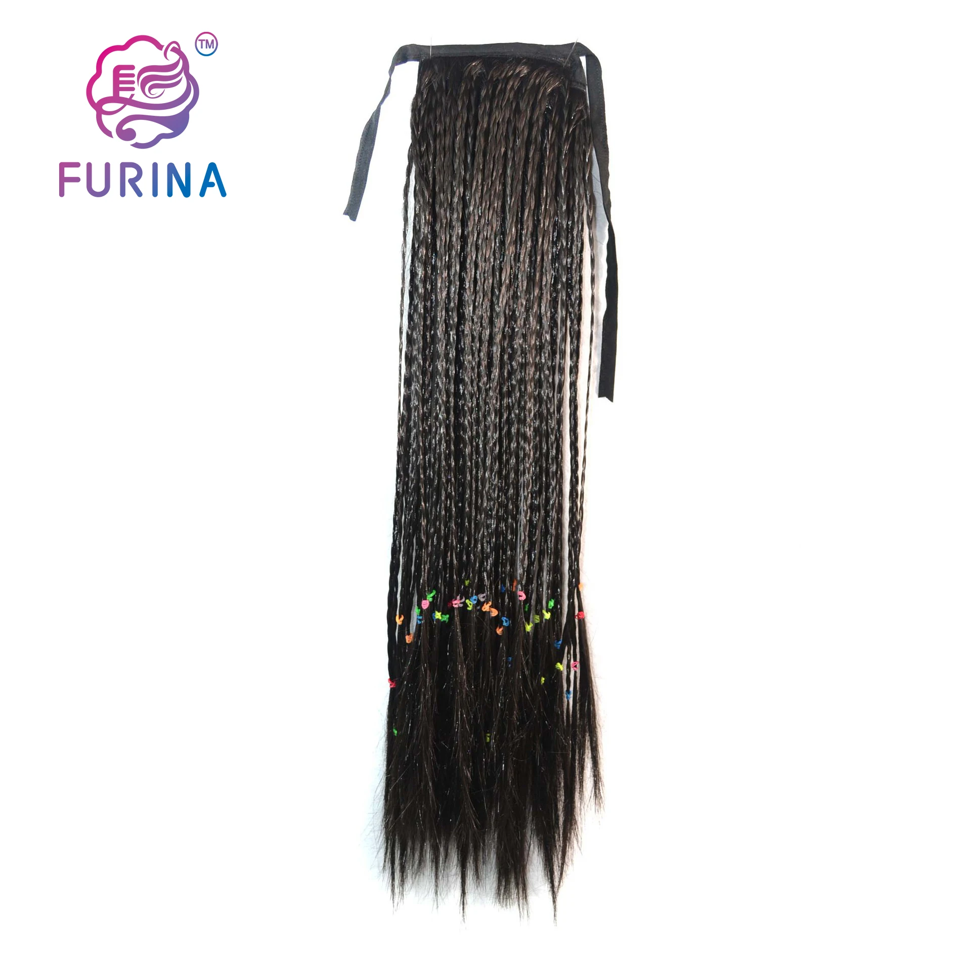 

Synthetic Clip In Hair Extensions 20inch Colored braid Drawstring Ponytail in hair extension, Pure colors are available