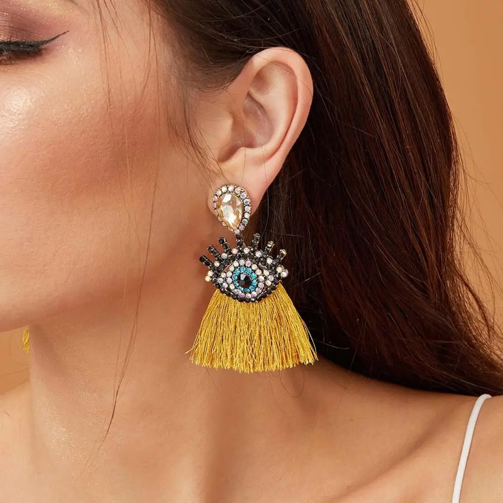 Boho Exaggerate Crystal Eye Tassel Earrings Women Rhinestone Drop Earrings (SK1052), 6 colors available
Boho Exaggerate Crystal Eye Tassel Earrings Women Rhinestone Drop Earrings (SK1052), 6 colors available