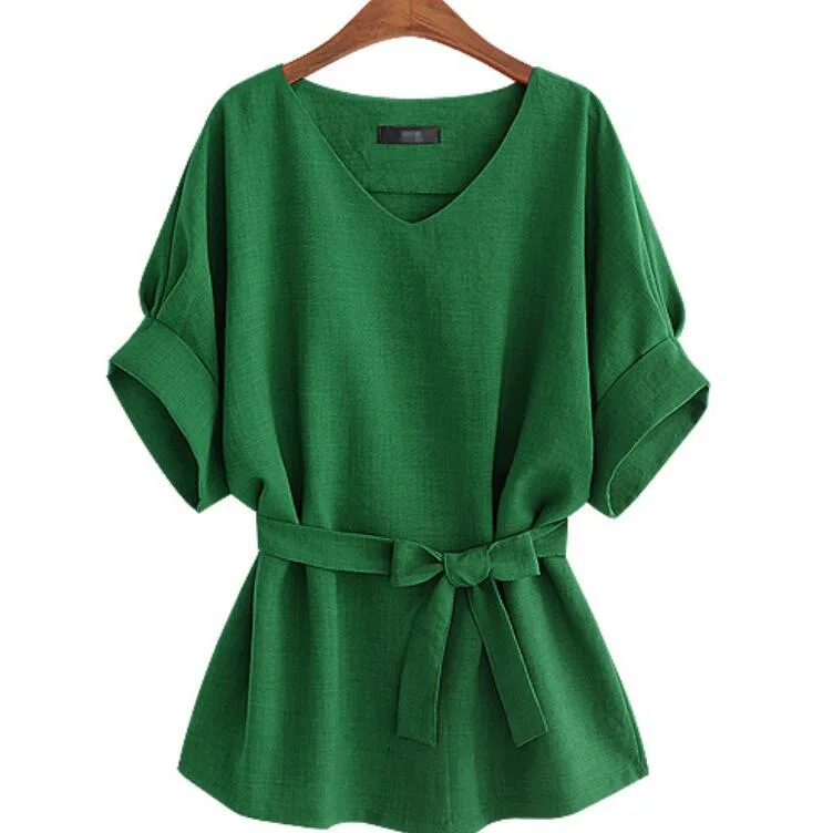 Summer Women Blouses Linen Plus Size Shirt V Neck Big Bow Batwing Tie Loose Ladies Blouse, Green, light gray, navy, wine red
Summer Women Blouses Linen Plus Size Shirt V Neck Big Bow Batwing Tie Loose Ladies Blouse, Green, light gray, navy, wine red