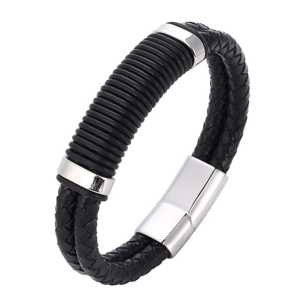 New Arrival Men's Genuine Hand Jewelry Factory Price Men's Leather And Steel Bracelets
New Arrival Men's Genuine Hand Jewelry Factory Price Men's Leather And Steel Bracelets
