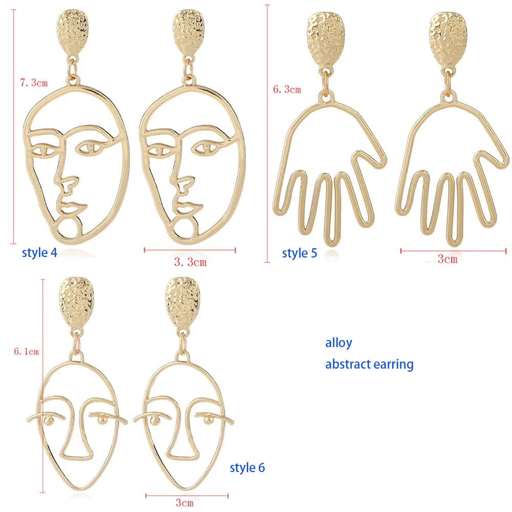 Creative Hollow Women Alloy abstract art face shape picasso hand wire dangle statement earring, Gold and silver
Creative Hollow Women Alloy abstract art face shape picasso hand wire dangle statement earring, Gold and silver