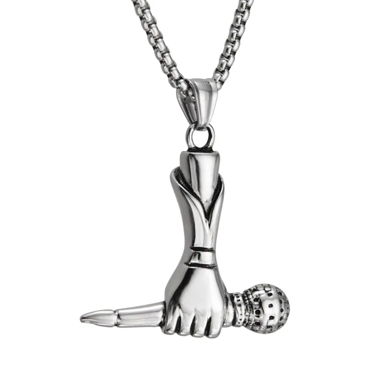 Exquisite stainless steel hand-held microphone music hip-hop necklace European and American personality accessories
Exquisite stainless steel hand-held microphone music hip-hop necklace European and American personality accessories
