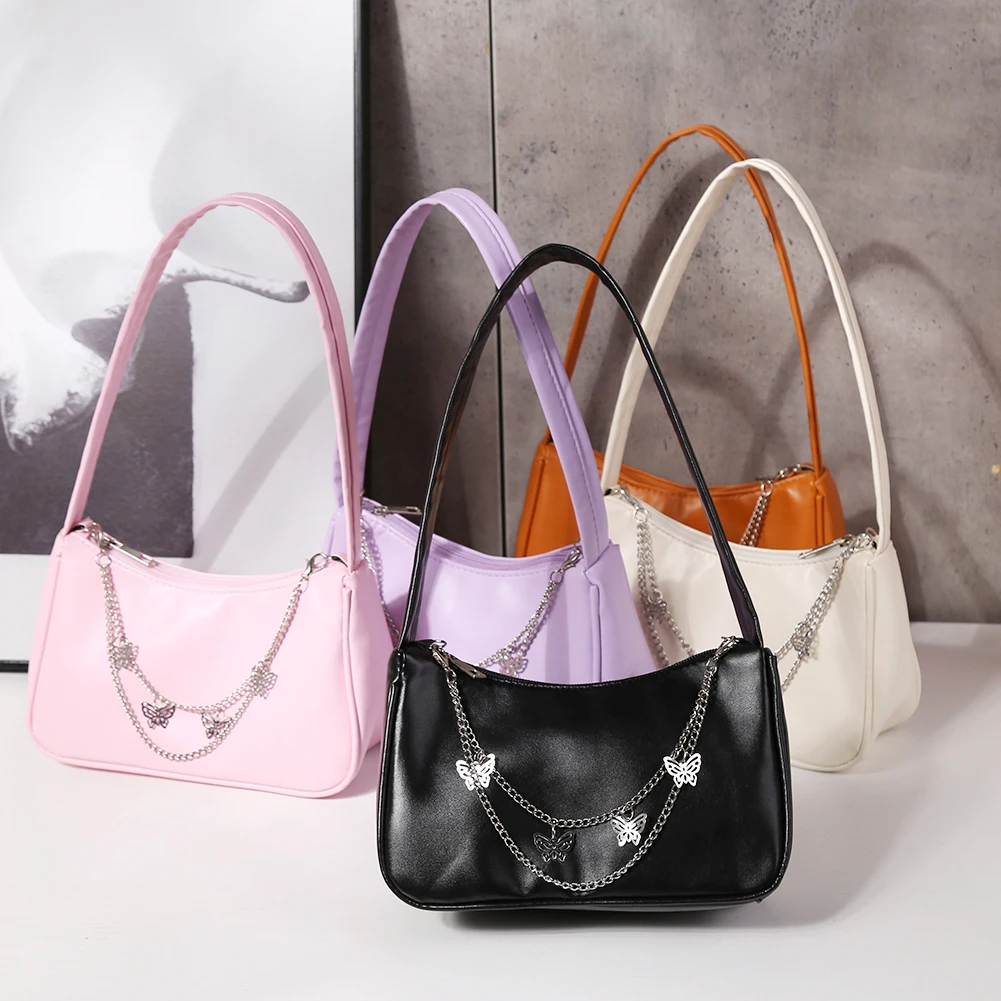 Fashion Women PU Leather Small Shoulder Underarm Bag Ladies Vintage Butterfly Chain Pure Color Zipper Mini Purse Handbag
Fashion Women PU Leather Small Shoulder Underarm Bag Ladies Vintage Butterfly Chain Pure Color Zipper Mini Purse Handbag