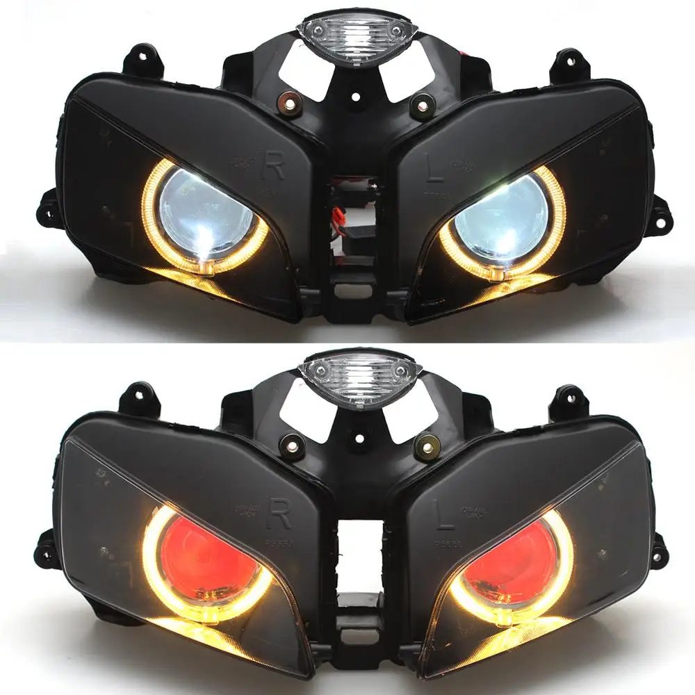Projector Headlight Assembly Amber Angel Eye HID Fit for Honda CBR600RR F5 Headlamp 2003-2006