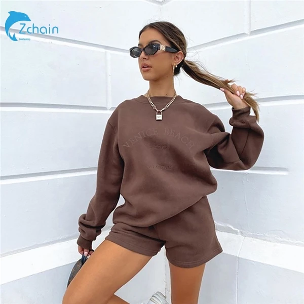 Custom New Arrival Embossed Letters Long Sleeve Thicken Sweater Top and Short Pants Two Piece Set for Women Fall Winter Clothing, Blue & coffee
Custom New Arrival Embossed Letters Long Sleeve Thicken Sweater Top and Short Pants Two Piece Set for Women Fall Winter Clothing, Blue & coffee