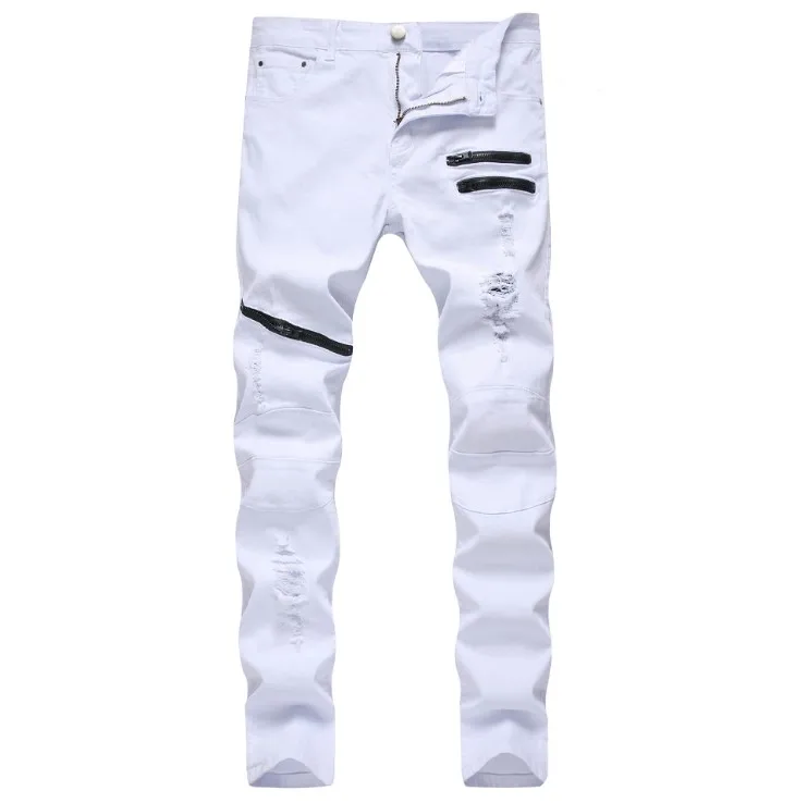 2020 Foreign trade new European and American men's zipper casual jeans three-color ripped zipper slim straight leg men's pants
2020 Foreign trade new European and American men's zipper casual jeans three-color ripped zipper slim straight leg men's pants