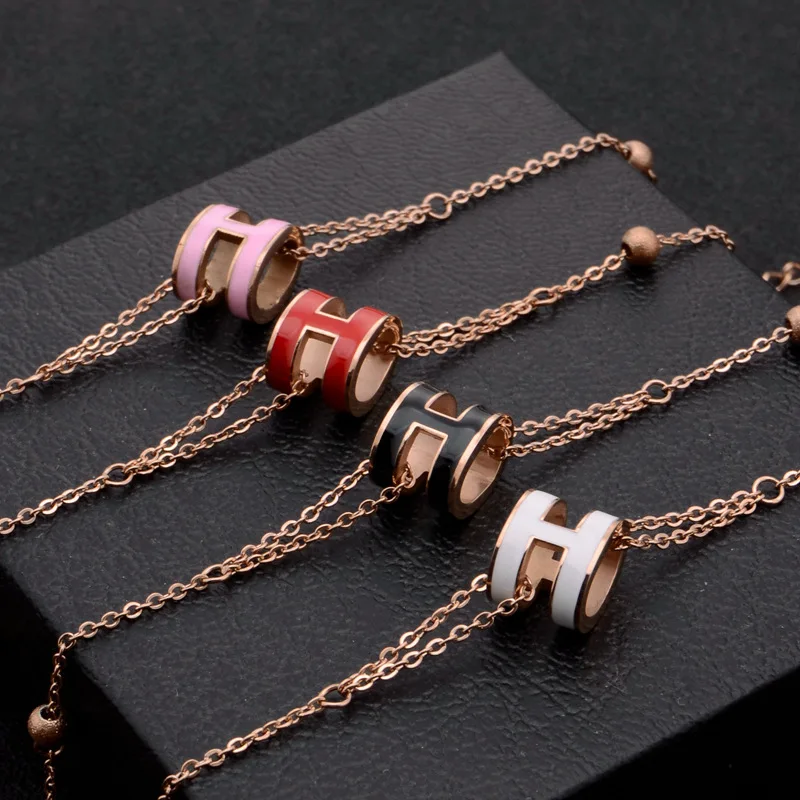 Stainless steel letter enamel color drop oil female European and American titanium bangle H bracelet
Stainless steel letter enamel color drop oil female European and American titanium bangle H bracelet