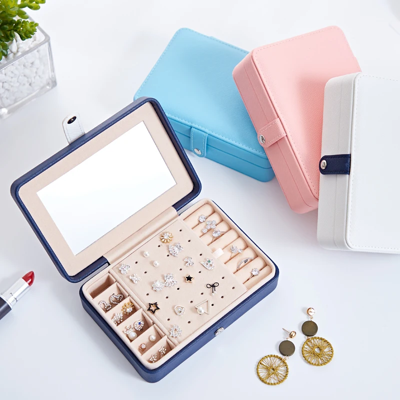 Amazon Custom logo wholesale earring ring bracelet necklace packaging travel jewellery case mirror leather jewelry storage box, Pink blue white light blue
Amazon Custom logo wholesale earring ring bracelet necklace packaging travel jewellery case mirror leather jewelry storage box, Pink blue white light blue