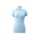 Latest Young Girl Short Sleeve Light Blue Tight Summer Sweaters For Women
