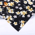 Summer dress garment black yellow woven flower sublimation print polyester fabric