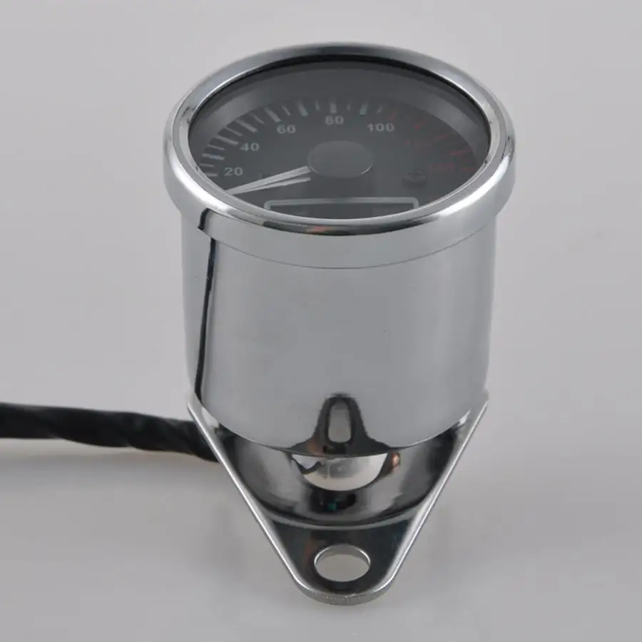 New Universal 0~160KM/H Motorcycle Digital LED LCD Speedometer Tachometer Speed Gauge Retro Chrome Factory Direct Sales