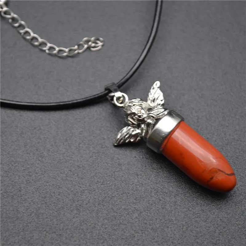New Design Natural Genstome Bullet Shape Cute Angel Pendants Leather Cord Chain Necklace Woman Man Jewelry Party Gift
New Design Natural Genstome Bullet Shape Cute Angel Pendants Leather Cord Chain Necklace Woman Man Jewelry Party Gift