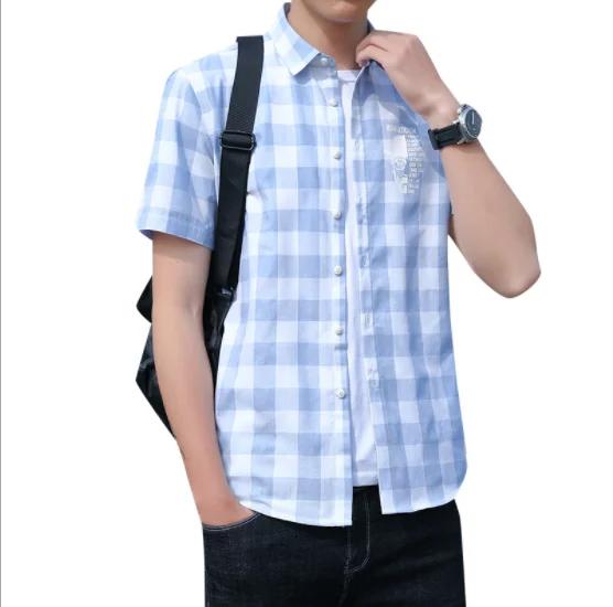 2021 new summer men's Short Sleeve Plaid printed shirt men's cotton stripe thin casual shirt, 4 colors
2021 new summer men's Short Sleeve Plaid printed shirt men's cotton stripe thin casual shirt, 4 colors