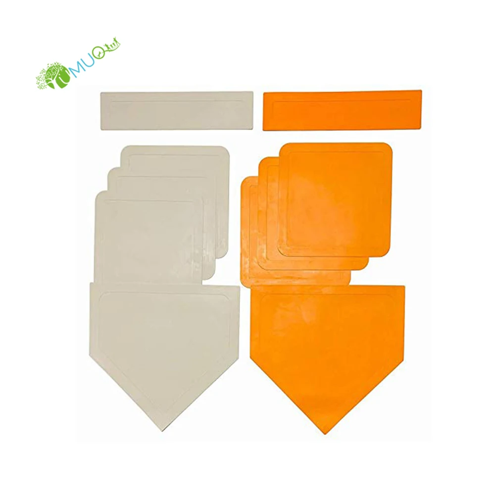 YumuQ 5 Piece Thrown Down Rubber Baseball Softball Base Sets, White/orange 
YumuQ 5 Piece Thrown Down Rubber Baseball Softball Base Sets, White/orange