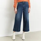 Zdorzi 2019 Spring and Autumn custom high quality ladies jeans high waist solid color wide leg jeans female