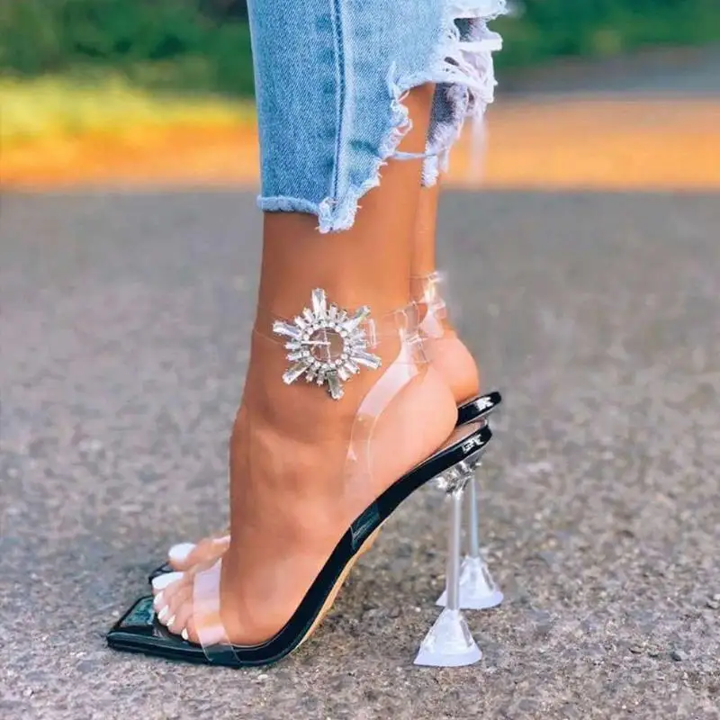 Deleventh Shoes Woman New Transparent PVC Square Open Toe Trendy Metal Sun Flower Wine Glass High Heel Party Sandals Beige Black
Deleventh Shoes Woman New Transparent PVC Square Open Toe Trendy Metal Sun Flower Wine Glass High Heel Party Sandals Beige Black