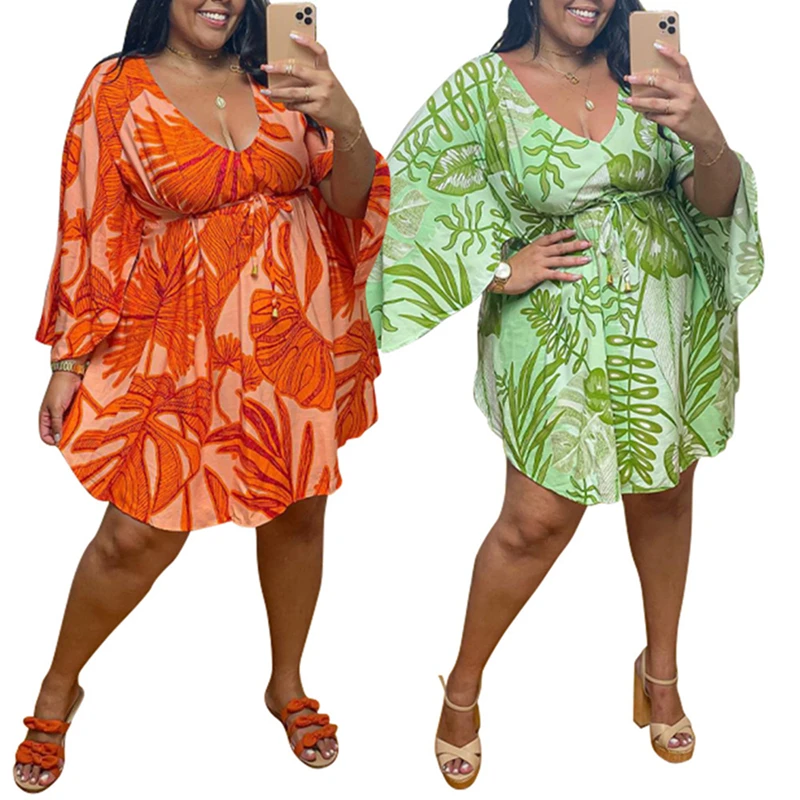 Women Plus Size Loose V Neck Sleeve Lace Up Women Summer Clothing Fashion Casual Dress Beach Wear
Women Plus Size Loose V Neck Sleeve Lace Up Women Summer Clothing Fashion Casual Dress Beach Wear