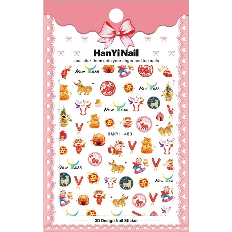 HANYI483-492 Chinese New Year 2021 newest Cartoon Nail Art Sticker 3D Cow Nail Art Decoration Decals
HANYI483-492 Chinese New Year 2021 newest Cartoon Nail Art Sticker 3D Cow Nail Art Decoration Decals
