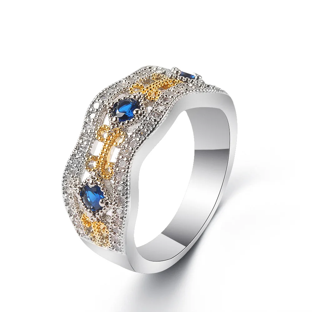 2020 New Creative Minimalist Jewelry Hollow Diamond Two-color Ring Simple Geometric Flower Zircon Ring Jewelry, Silver color
2020 New Creative Minimalist Jewelry Hollow Diamond Two-color Ring Simple Geometric Flower Zircon Ring Jewelry, Silver color