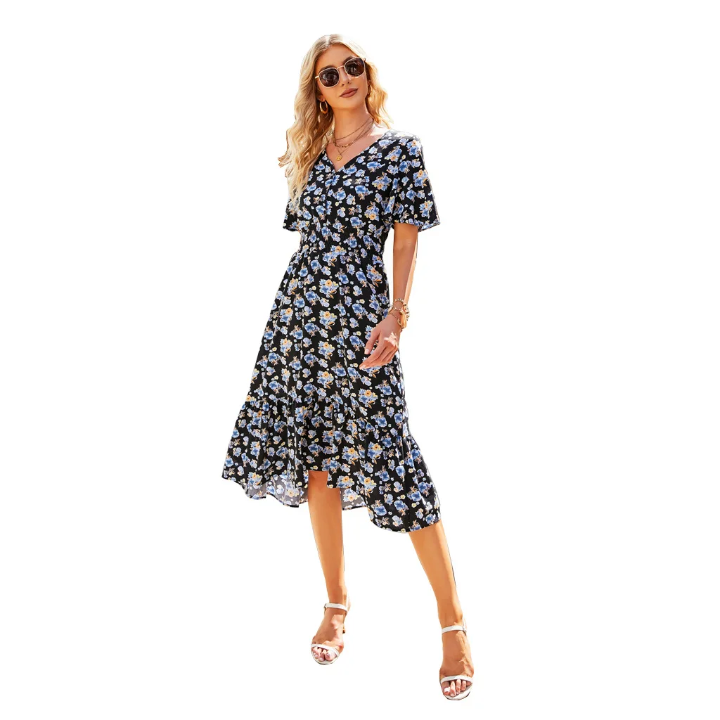 New Design 2022 Summer Women's Casual Short Sleeve Ruffle Waist Dress Printed Beach Skirt OEM/ODM Customized Wholesale Hot Sale, Customized color
New Design 2022 Summer Women's Casual Short Sleeve Ruffle Waist Dress Printed Beach Skirt OEM/ODM Customized Wholesale Hot Sale, Customized color