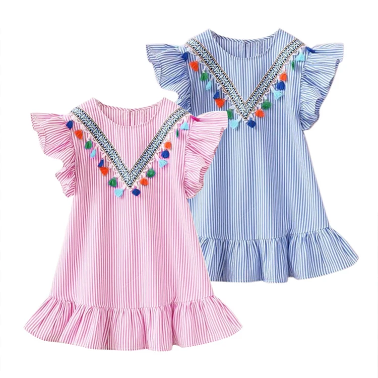 Summer Girls Tassel Flying Sleeve Dresses Stripe Cute Kids Party For Girls Princess Dress Tops Clothes Stripe Girl Dance Dress
Summer Girls Tassel Flying Sleeve Dresses Stripe Cute Kids Party For Girls Princess Dress Tops Clothes Stripe Girl Dance Dress