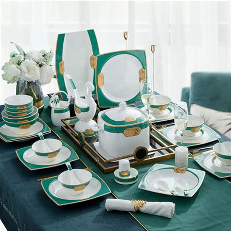 New Product 60 Pcs Western Europe Light Luxury Green Gilding Porcelain Dinnerware Sets, Decoration with liquid gold
New Product 60 Pcs Western Europe Light Luxury Green Gilding Porcelain Dinnerware Sets, Decoration with liquid gold