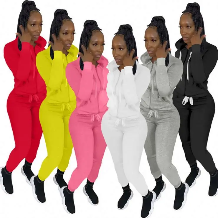 Fashion 2021 Solid Color Zipper Hoodies Casual Two Piece Sport Jogging Sets Women Two Piece Fall Sets Custom Two Piece Set
Fashion 2021 Solid Color Zipper Hoodies Casual Two Piece Sport Jogging Sets Women Two Piece Fall Sets Custom Two Piece Set