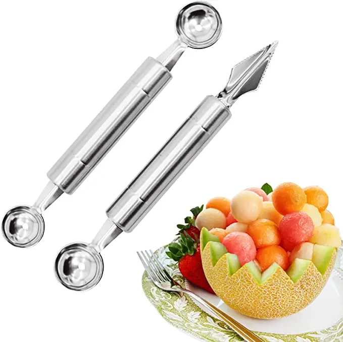 2pcs Melon Baller Scoop Set, Stainless Steel Dual-Purpose Fruit Ball Spoon and Fruit Carving Knife for, Silver
2pcs Melon Baller Scoop Set, Stainless Steel Dual-Purpose Fruit Ball Spoon and Fruit Carving Knife for, Silver