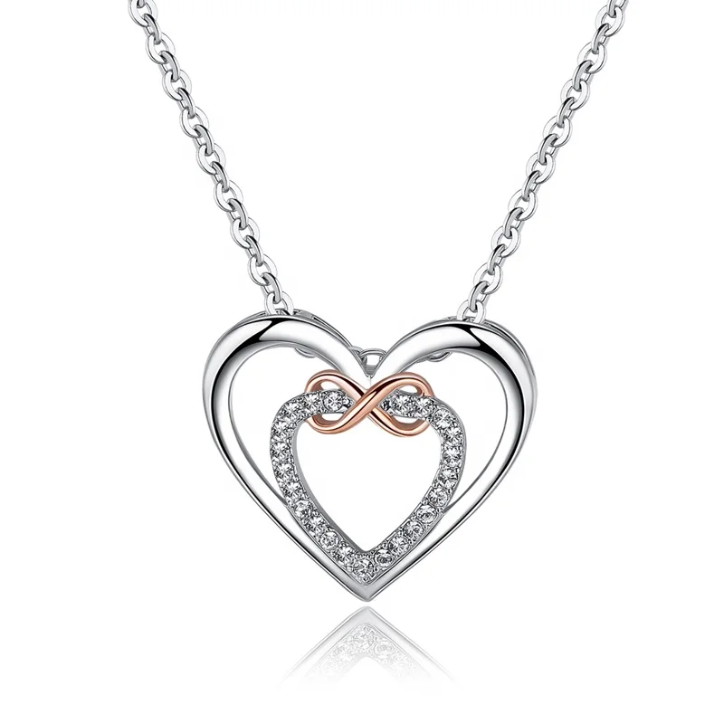 Two-color infinity white gold rose gold 8-shaped flash diamond double heart shaped necklace N85
Two-color infinity white gold rose gold 8-shaped flash diamond double heart shaped necklace N85