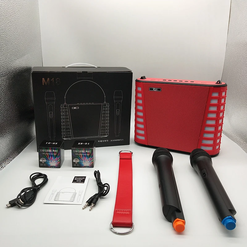 Party Karaoke Wireless Microphone Professional Microphone Kareoke with Led Light Dj Bass Blut ooth Portable Bluetooth Speaker - ANKUX.COM