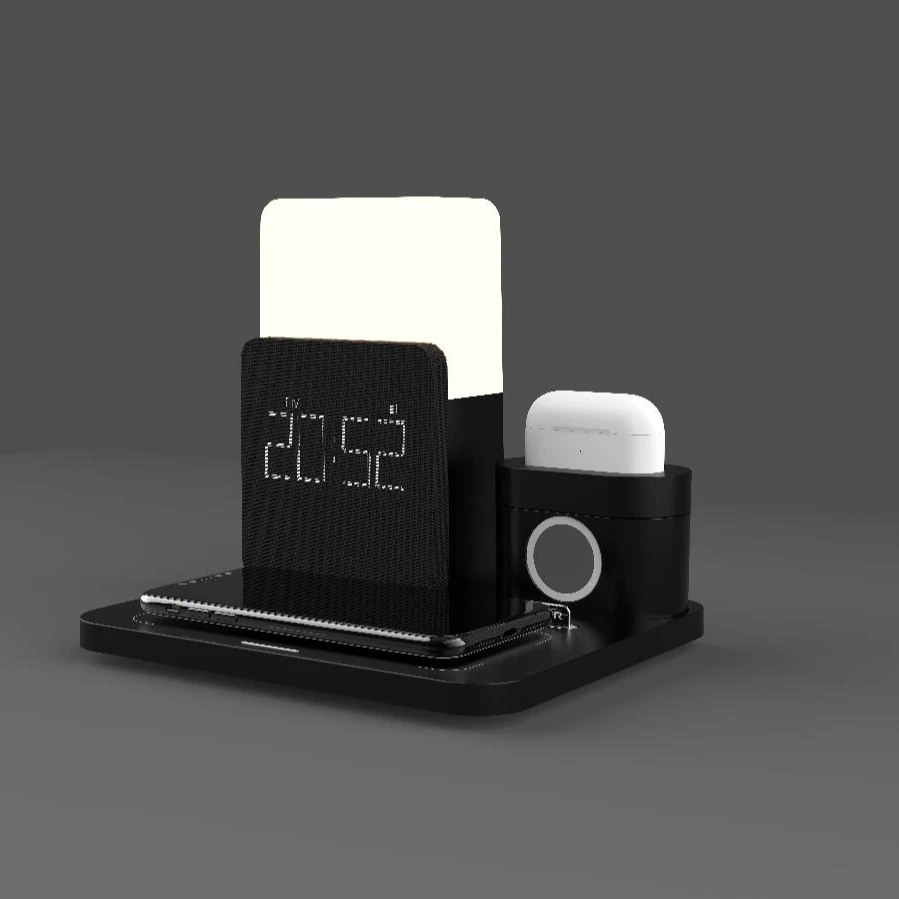 Innovative Products 2021 Fast Wireless Charger Table Lamp Time Clock 8 in 1 Wireless Charging For Watch Earphone Phone And Lamp
Innovative Products 2021 Fast Wireless Charger Table Lamp Time Clock 8 in 1 Wireless Charging For Watch Earphone Phone And Lamp