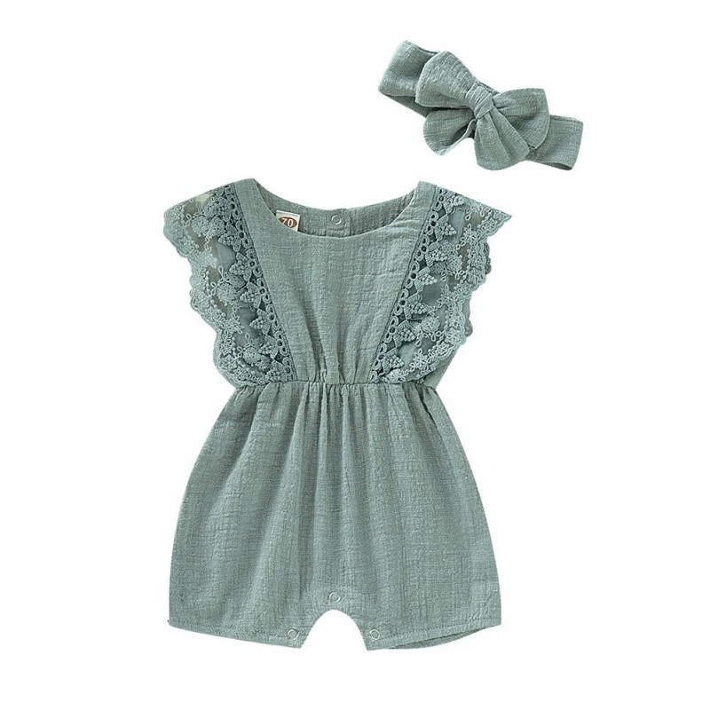 KYO Baby Girl One-pieces Rompers Newborn Baby Clothes Flare Sleeve Solid Lace Design Romper Jumpsuit With Headband
KYO Baby Girl One-pieces Rompers Newborn Baby Clothes Flare Sleeve Solid Lace Design Romper Jumpsuit With Headband