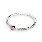 Newest korean fashion pink color CZ gems platinum plated 925 sterling silver ring jewelry