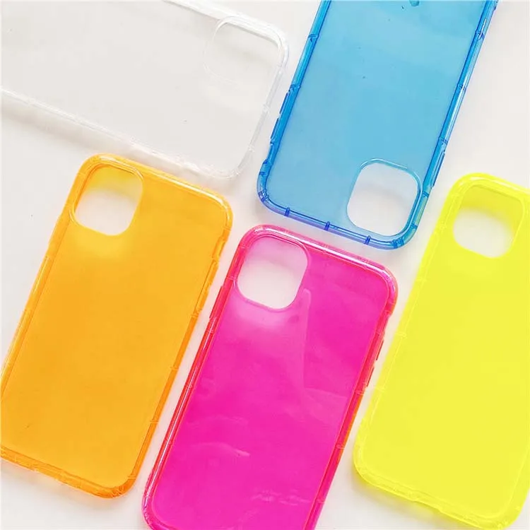 

fashion style fluorescent color crystal clear 1.5mm TPU transparent phone cover case for huawei p20 lite / nova 3e