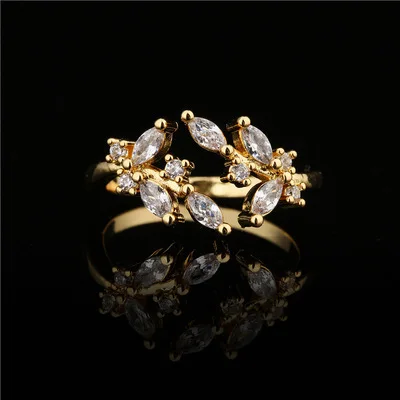 High Quality 18k Gold Plated Crystal Geometric Finger Rings CZ Zircon Leaf Open Rings For Women
High Quality 18k Gold Plated Crystal Geometric Finger Rings CZ Zircon Leaf Open Rings For Women